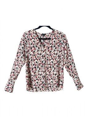 Ann Taylor Factory Long Sleeve V Neck Floral Blouse‎ Size Extra Small